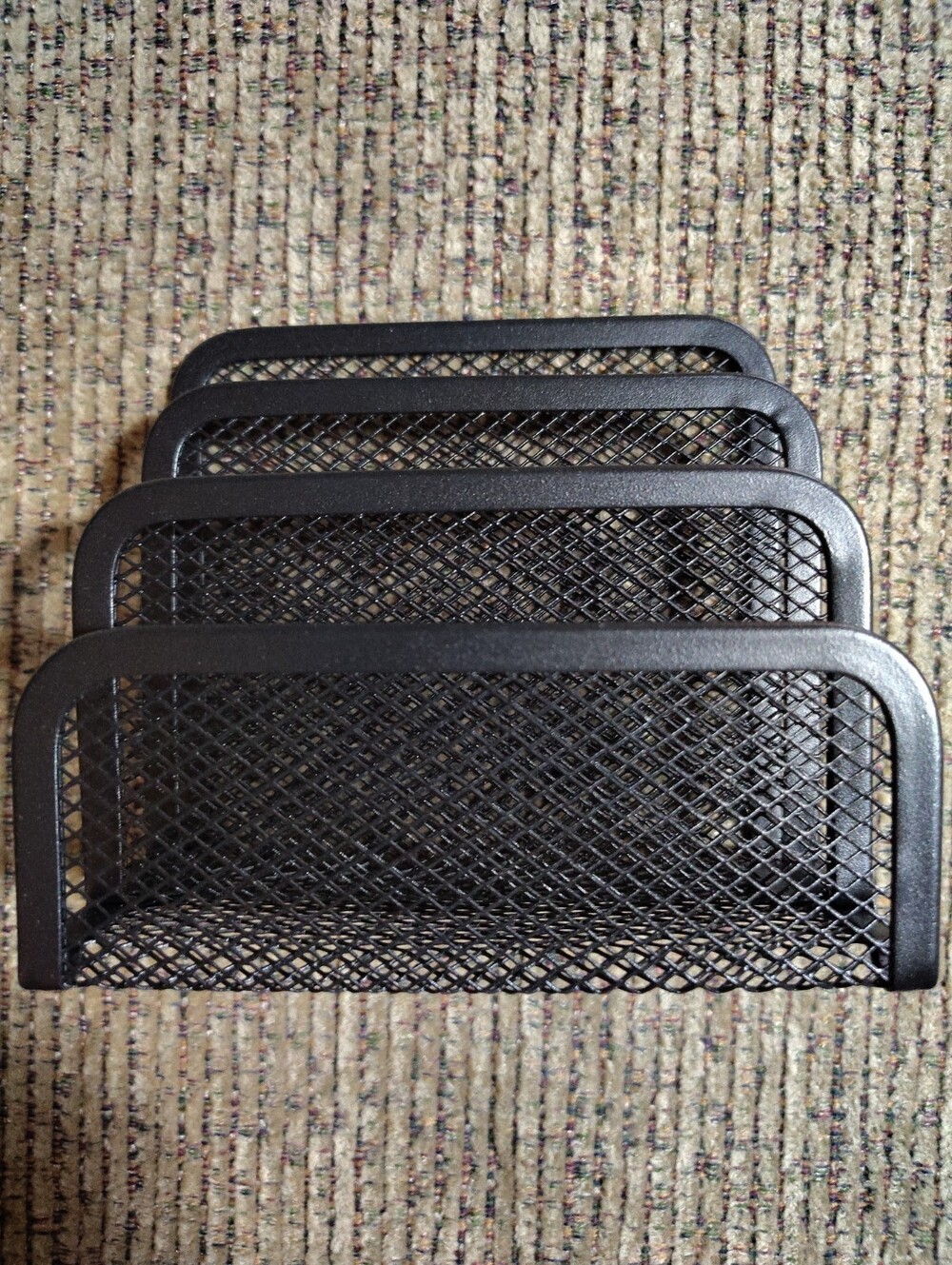 Desk Organizer Mail Sorter Black Metal Mesh 3-Slot Tiered Office Accessory